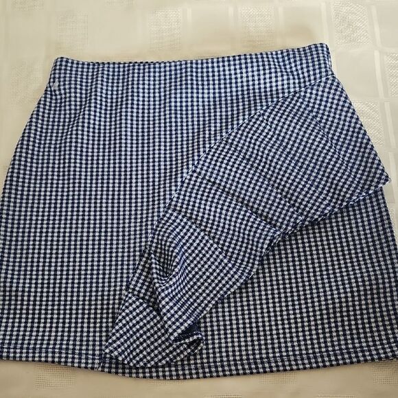 Topshop Blue and White Asymmetrical Mini Skirt - Picture 4 of 16